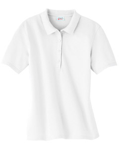 Women's Cotton Pique Sport Shirt - 7 oz., 100% ComfortSoft cotton pique. Welt collar. High-stitch density for superior embellishment platform. Hemmed sleeves. Sideseamed for a feminine fit. Narrow placket with four matching buttons. Ash is 99% cotton, 1% polyester; Light Steel is 90% cotton, 10% polyester.
