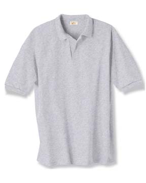 5.5 oz 50/50 Jersey Knit Polo - 50% cotton, 50% polyester; 5.5 oz. Welt-knit collar; two-button placket, pearl buttons; rib-knit cuffs; double-needle stitching on bottom hem.