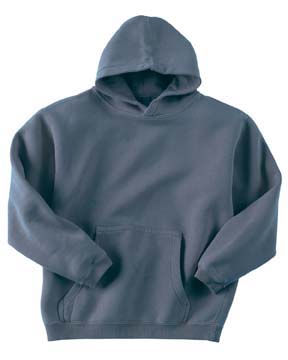11 oz Youth Pigment-Dyed Fleece Pullover Hood - 100% ringspun cotton, 11 oz., preshrunk. full-cut; double-needle stitching throughout; jersey-lined hood; 1x1 rib-knit trim cuffs; muff pocket.