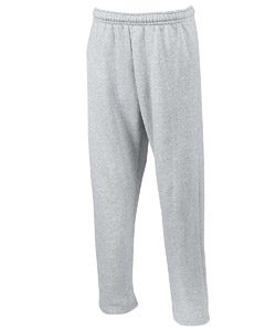 9.3 oz. Ultra Blend Open-Bottom Sweatpants - 9.3 oz., 50/50 cotton/poly heavyweight fleece. Air jet yarn for a softer feel and pill resistance. Jersey-lined sideseam pockets. Open-bottom, slightly tapered leg. Elastic waistband with drawcord.