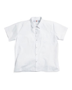 Economy Kitchen Shirt - 4 oz., 65/35 poly/cotton poplin. Soil-release finish. Six-snap front closure. Left-chest pocket. Designed for commercial and home laundry.