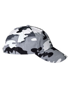 Camouflage Low-Profile Brushed Twill Cap -- Arriving Early 2010 - 6-panel. Low-profile. Unstructured. Top button and six sewn eyelets. Matched solid color underbill, sweatband and tape seams. Fabric closure with Velcro. Pre-curved bill has four rows of stitching. Adjustable.