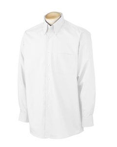 Men's Solid Silky Poplin - 60/40 cotton/poly oxford. Wrinkle-resistant. Pearlized buttons French sewn back. Single-needle stitched armholes. Double-needle felled sideseams. Two-button adjustable cuffs. Soft fused button-down collar. Reinforced left-chest pocket. Generous fit.