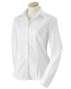 Women's True Wrinkle-Free Cotton Pinpoint Oxford - 100% cotton oxford. 80s two-ply pinpoint. Wrinkle-resistant. Two-button adjustable cuffs with button-through sleeve plackets. Single-needle stitched long-sleeves. Double-needle felled sideseams are fully taped and fused for durability. Feminine spread collar and silhouette. Six pearlized buttons on a slim reverse placket.