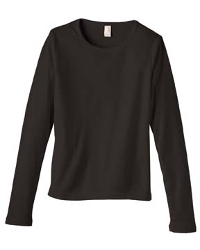 6 oz Cotton 1x1 Rib Long-Sleeve Scoop-Neck T-shirt - 100% ringspun cotton, 6.0 oz., preshrunk. bound-on self-trim neck; side seamed for a slim fit; double-needle stitching on bottom hem; heather grey is 90% ringspun cotton, 10% polyester.