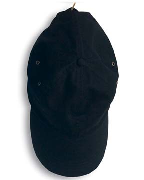 Twill 6-Panel Low-Profile Cap - 100% cotton. matching-color sweatband; two metal grommets on side panels; unconstructed; precurved bill has four-row stitching; fabric hideaway closure with brass buckle and brass grommet closure. 