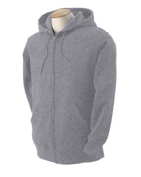 Full-Zip Hooded Sweatshirt - 8 oz., 50/50 cotton/poly hooded sweatshirt. label free. full front zipper. single-ply hood with matching drawcord. fully double-needle coverstitched. pouch pockets. ribbed cuffs and bottom.