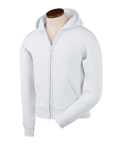 Youth 7.75 oz., 50/50 Heavy Blend Full-Zip Hoodie - 7.75 oz., 50/50 cotton/poly fleece. Air jet yarn for a softer feel and pill resistance. Unlined hood. Double-needle stitching. Pouch pockets. YKK nylon zipper. 1x1 ribbed cuffs and waistband with spandex. Accommodates full front printing. No drawcord for added safety.