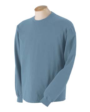 6 oz Pigment-Dyed Cotton Long-Sleeve Shirt - 100% cotton, 6.0 oz., preshrunk. generously cut; seamless rib at neck; double-needle stitching on front of neck and bottom hem; shoulder-to-shoulder tape; rib-knit cuffs.