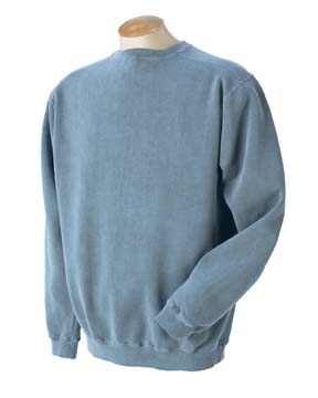 Pigment-Dyed Crew Neck - 80% cotton, 20% polyester. generously cut; double-needle stitching throughout; 1x1 rib-knit trim on neck and cuffs; forward rolled shoulders; locker patch.