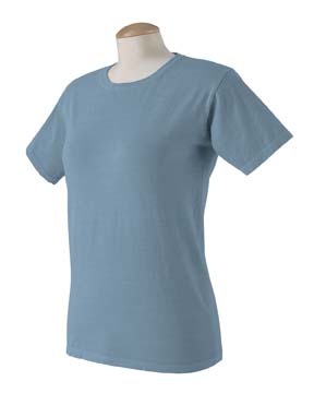 Pigment-Dyed Cotton Ladies T-shirt - 100% cotton, preshrunk. feminine fit; double-needle stitching throughout; 1/2" seamless rib at neck; shoulder-to-shoulder tape. 