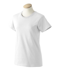 Women's 6.1 oz. Ultra Cotton T-Shirt - 6.1 oz., 100% preshrunk cotton. Seamless collar. Double-needle stitched. Taped shoulder-to-shoulder. Cut with smaller sleeves and body for a narrower fit. Smaller ribbed collar. Sport Grey is 90% cotton, 10% polyester; Dark Heather and Heather Cinnamon are 50% cotton, 50% polyester.