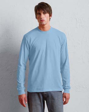 Unisex Long-Sleeve T-shirt - 100% combed ringspun cotton fine jersey; set-in sleeves; baby rib cotton collar and cuffs