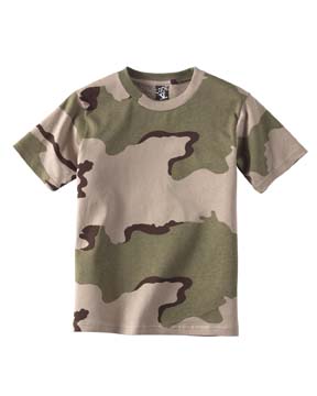 Youth Camo T-shirt - 100% cotton, 5.5 oz; taped shoulder-to-shoulder; ribbed crew neck