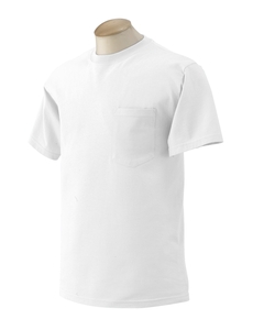 6.1 oz. Ultra Cotton Pocket T-Shirt - 6.1 oz., 100% preshrunk cotton. Five-point left-chest pocket. Seamless collar. Fully double-needle stitched. Taped shoulder-to-shoulder. Ash is 99% cotton, 1% polyester; Sport Grey is 90% cotton, 10% polyester; Safety Green and Safety Orange are 50% cotton, 50% polyester.
