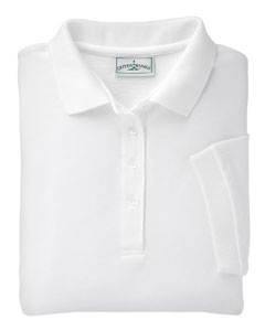 Women's Essential Pique Polo - 6.8 oz. , 100% ringspun cotton pique. Contoured welt collar and cuffs. Pearlized buttons. Double-needle stitched bottom hem. Feminine four-button reversed placket.