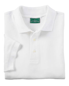 Men's Essential Blended Pique Polo - 5.5 oz., 60/40 ringspun cotton/poly. Easy care fabric resists wrinkles and shrinkage. Soft yet durable lightweight pique. Three-button placket with White pearl buttons. Single-needle stitched cuffs, armholes and shoulders.
