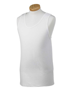 5.6 oz. Heavyweight Tank - 5.6 oz., 100% cotton jersey. Self-trim on neck and armholes with double-needle stitching. Double-needle stitching on bottom hem. Ash is 98% cotton, 2% polyester; Athletic Heather is 90% cotton, 10% polyester.
