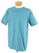 5.6 oz 50/50 T-shirt - 50% cotton, 50% polyester, 5.6 oz. Double-needle seamless rib at collar; shoulder-to-shoulder tape; double-needle stitching on sleeves and bottom hem; seamless body for wide printing area.