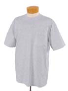 5.6 oz 50/50 T-shirt with Pocket - 50% cotton, 50% polyester, 5.6 oz. 1x1 rib set-in collar with double-needle coverstitching; shoulder-to-shoulder tape; double-needle stitching on sleeves and bottom hem.