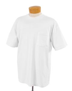 5.6 oz., 50/50 HEAVYWEIGHT BLEND Short-Sleeve Pocket T-Shirt - 5.6 oz., 50/50 cotton/poly. Left-chest pocket. 1x1 ribbed crew neck. Taped shoulder-to-shoulder with double-needle coverseaming at front neck. Double-needle hemmed sleeves and bottom. Seamless body for a wide printing area. Oxford is 58% cotton, 42% polyester.