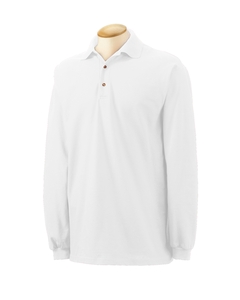 6.5 oz. Cotton Pique Long-Sleeve Sport Shirt - 6.5 oz., 100% soft combed ringspun cotton pique. Contoured welt collar and cuffs. Three-button clean-finished reinforced placket with woodtone buttons. Spandex reinforced cuffs. Sport Grey is 90% cotton, 10% polyester.
