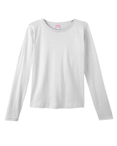 Women's Combed Ringspun Long-Sleeve T-Shirt - 5.5 oz., 100% combed ringspun cotton jersey. Topstitched, ribbed collar. Taped neck. Double-needle hemmed sleeves and bottom. Softly shaped for a classic, feminine fit. (White is sewn with 100% cotton thread.)