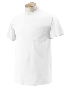 5.6 oz. Pocket T-Shirt - 5.6 oz., 100% cotton. Seamless ribbed collar. Double-needle stitched sleeves and bottom hem. Taped shoulder-to-shoulder. Left-chest pocket with double-needle stitching. Ash is 98% cotton, 2% polyester; Athletic Heather is 90% cotton, 10% polyester.