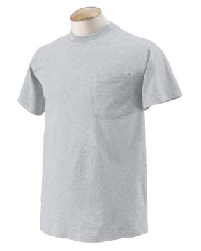 5.6 oz Cotton Pocket T-shirt - 5.6 oz., cotton tee. (ash is 98/2 cotton/poly; athletic heather is 90/10). 5-point left chest pocket. seamless ribbed collar. double-needle stitched hemmed pocket, sleeves, and bottom. taped shoulder-to-shoulder.