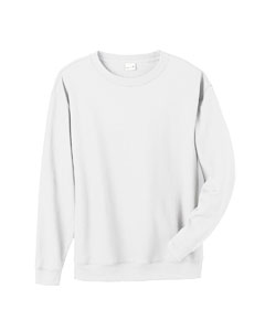 Organic Cotton/Recycled Polyester Fleece - 8 oz., 55/45 certified organic cotton/post-consumer recycled poly. Sideseamed. Double-needle stitched throughout. Ribbed cuffs and bottom band. Woven twill tape at back of crew neck.