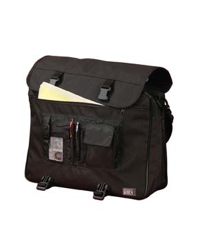 Expandable Attach - 600-denier polyester; laptop and pda friendly; detachable/adjustable 1 1/2" shoulder strap; carrying handle; two front adjustable-clasp closures; multiple inner compartments; exterior zippered compartment on flap; slip pocket in back; detachable key ring and id tag; bottom gusset expands to 6"