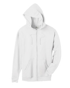 Organic Cotton/Recycled Polyester Fleece - 8 oz., 55/45 certified organic cotton/post-consumer recycled poly. Sideseamed. Double-needle stitching throughout. Ribbed cuffs and bottom band. Double-layer hood with drawcord. Pouch pocket with reinforced bartacks. Full length hidden zipper with metal pull.