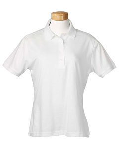 Women's 5.6 oz., 50/50 Jersey Polo with SpotShield - 5.6 oz., 50/50 cotton/poly jersey. SpotShield stain-resistant treatment. Seamless body. Welt knit collar. Rib knit cuffs. Back neck tape for a clean, comfortable finish. Double-needle stitched bottom hem. Continental placket with reinforced bottom. Four-button placket.