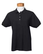 6.5 oz Cotton Piqu Ladies Polo - 100% ringspun cotton, 6.5 oz. Welt-knit collar and cuffs; two-button placket, woodtone buttons; double-needle stitching on bottom hem; side-seamed for contoured shaping; four-button placket with pearlized buttons.