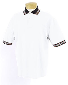 Racing Polo - 6.5 oz., 100% cotton. Seamless body with sporty jacquard racing check, welt knit collar and sleeve bands. Two-button continental placket. Double-needle hemmed bottom.
