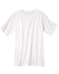 Organic Cotton in Conversion Blend Short-Sleeve T-Shirt - 4.8 oz., 50/50 combed ringspun organic cotton in conversion (transitional cotton)/recycled poly. Shoulder-to-shoulder tape. Seamed collarette. Double-needle sleeves and bottom hem. Features a TearAway racer label.