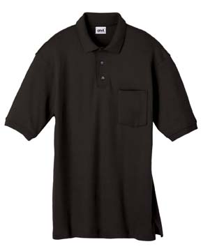 5.6 oz 50/50 Jersey Polo with Pocket - Soft fashion-knit contoured collar; welt sleeve bands.