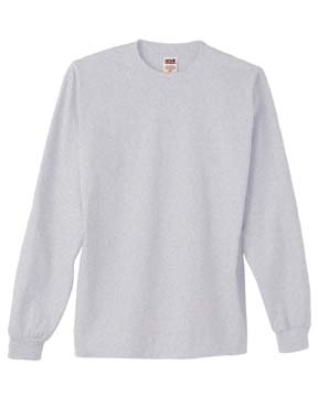 6.1 oz Cotton Youth Long-Sleeve T-shirt - 100% heavyweight cotton, 6.1 oz., preshrunk. double-needle stitching throughout; rib-knit neck and cuffs; shoulder-to-shoulder tape; heather grey is 90% cotton, 10% polyester.