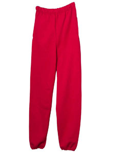 Youth 9.5 oz., 50/50 Super Sweats Pocketed Sweatpants - 9.5 oz., 50/50 cotton/poly fleece with NuBlend pill-resistant yarn construction. Double-needled covered waistband. Jersey-lined side pockets. Elastic cuffs. No drawcord for added safety.