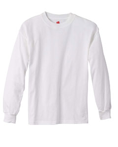 Youth 6 oz. Tagless Long-Sleeve T-Shirt - 6 oz., 100% preshrunk ComfortSoft cotton jersey. Tagless for ultimate neck comfort. Rib knit cuffs. Double-needle coverseamed neck. Shoulder-to-shoulder tape. Ash is 99% cotton, 1% polyester; Light Steel is 90% cotton, 10% polyester.