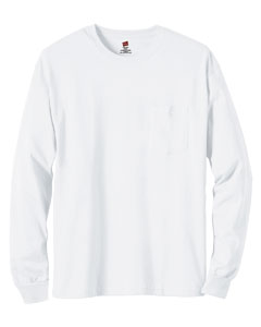 6 oz. Tagless Long-Sleeve T-Shirt with Pocket - 6 oz., 100% preshrunk ComfortSoft cotton jersey. Tagless for ultimate neck comfort. Rib knit cuffs. Double-needle coverseamed neck. Shoulder-to-shoulder tape. Five-point left-chest pocket. Ash is 99% cotton, 1% polyester; Light Steel is 90% cotton, 10% polyester.