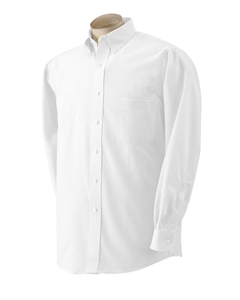 Men's Long-Sleeve Wrinkle-Resistant Oxford - 60/40 cotton/poly. Soft button-down collar and front placket. Wrinkle-resistant and stain repellent. Pearlized buttons. Reinforced left-chest pocket. Two-button adjustable cuffs. Box pleat on back. Replacement buttons. Generous fit.
