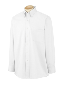 Men's Wrinkle-Resistant Blended Pinpoint Oxford - 85/15 cotton/poly. Long-sleeves. Soft button-down collar. Wrinkle-resistant and stain repellent. Pearlized buttons. Reinforced left-chest pocket. Adjustable cuffs and single button sleeve plackets. Box pleat on back. Replacement buttons. Generous fit. White is 60% cotton, 40% polyester.