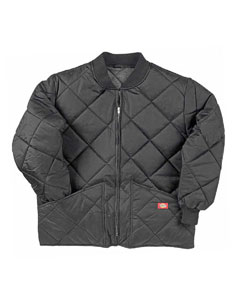 Diamond-Quilted Nylon Jacket - 2 oz., 100% nylon taffeta shell secured with diamond quilting to the warm gray jersey lining and 5 oz. polyester fill. Rib knit collar, cuffs, and back waist. Front hand-warmer pockets. Sturdy metal zipper. Durable water resistant finish for water repellency and polyurethane coating for water resistance. Extended sizes available by special order.