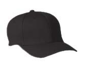 Flexfit Wooly 6-Panel Cap - 63% polyester, 34% cotton, 3% spandex. silver visor; fused buckram backing; spandex sweatband; low profile; constructed; eight-row stitching on visor; sewn eyelets; stretches to fit most head sizes.