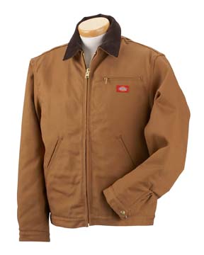 Duck Blanket Lined Jacket - 12 oz, 100% cotton shell, 65/35 acrylic/poly lining; heavyweight jacket with heavy duty #10 zipper; corduroy collar, full-zip front chest pocket, and bi-swing back; adjustable waist tabs, set in sleeves, and cuff sleeve hem finish; two-hand warmer pockets and inside pocket; triple-needle felled seam construction; water repellent finish, re-treat after washing
