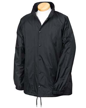 Snap Front Nylon Jacket - 100% nylon shell, 100% cotton lining; lightweight and snap front; logo on front; drawstring bottom; slash hand warmer pockets and inside chest pocket; raglan sleeves with elastic cuffs; brushed tricot lining; polyurethane coating finish and dwr (durable water repellent) finish for water repellent