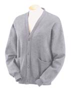 8 oz 50/50 Four-Button Cardigan - 50% cotton, 50% polyester nublend fleece, 8 oz. virtually pill-free; double-needle topstitched placket; coverseamed stitching on armholes and waistband; patch pockets reinforced at openings; 1x1 rib cuffs and waistband.