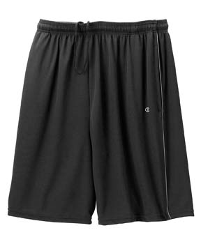 Mens Double Dry Shorts with Piping - 100% polyester, 4.1 oz; double dry, 9" inseam, on-seam pockets; contrast self fabric side piping; waistband with drawstring; two-needle leg hem; "c" logo at lower left hip; antimicrobial finish fights the growth or odor causing bacteria on the garment; wicks moisture away from the body & helps control moisture buildup