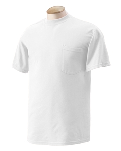 5.6 oz., 50/50 Ultra Blend Pocket T-Shirt - 5.6 oz., 50/50 cotton/poly. Five-point left-chest pocket. Seamless collar. Double-needle stitching throughout. Taped shoulder-to-shoulder. Ash is 99% cotton, 1% polyester; Sport Grey is 90% cotton, 10% polyester.